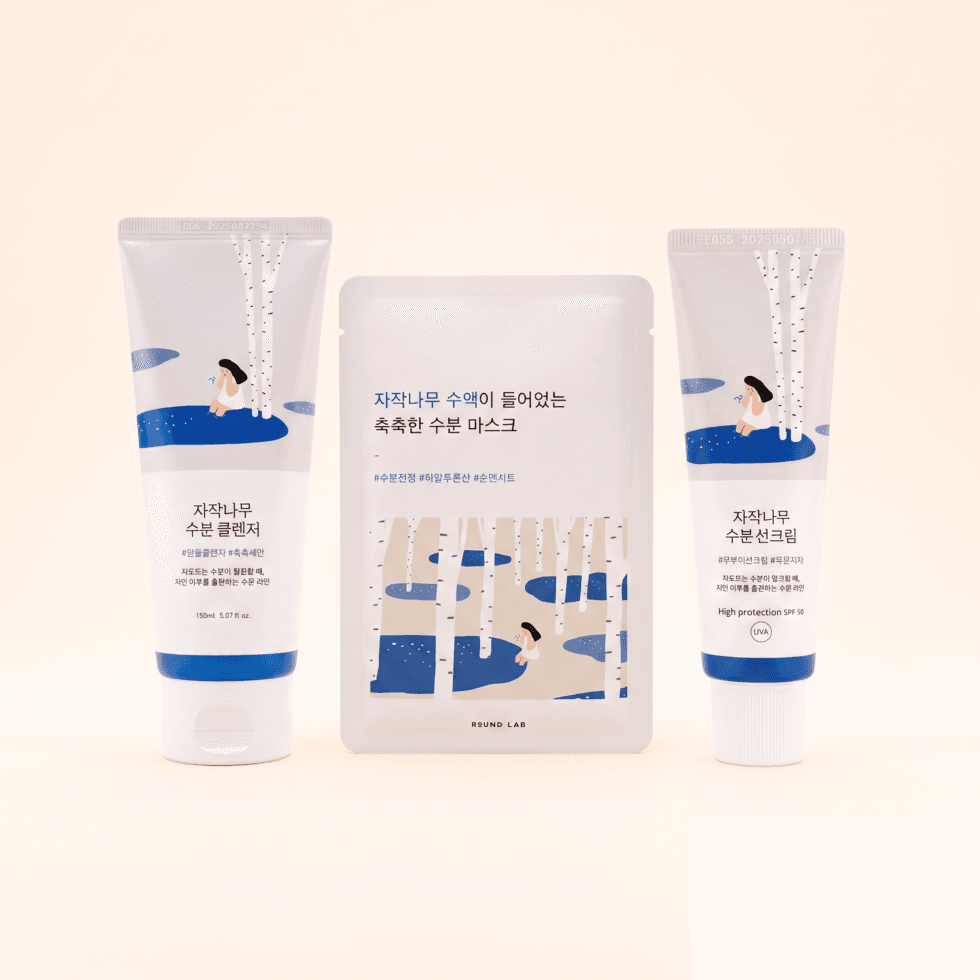 Combo Birch Juice Ritual Lichi Skincare - Round Lab Birch Juice Cleanser, Sheet Mask y Sunscreen